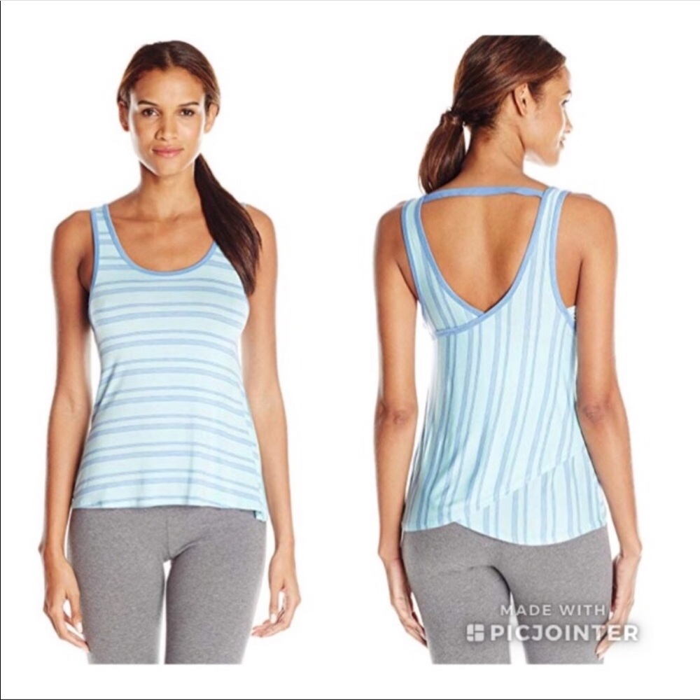 REMOVING 8/22 NWT SPLENDID Mesh Trim Striped Workout Tank Large
